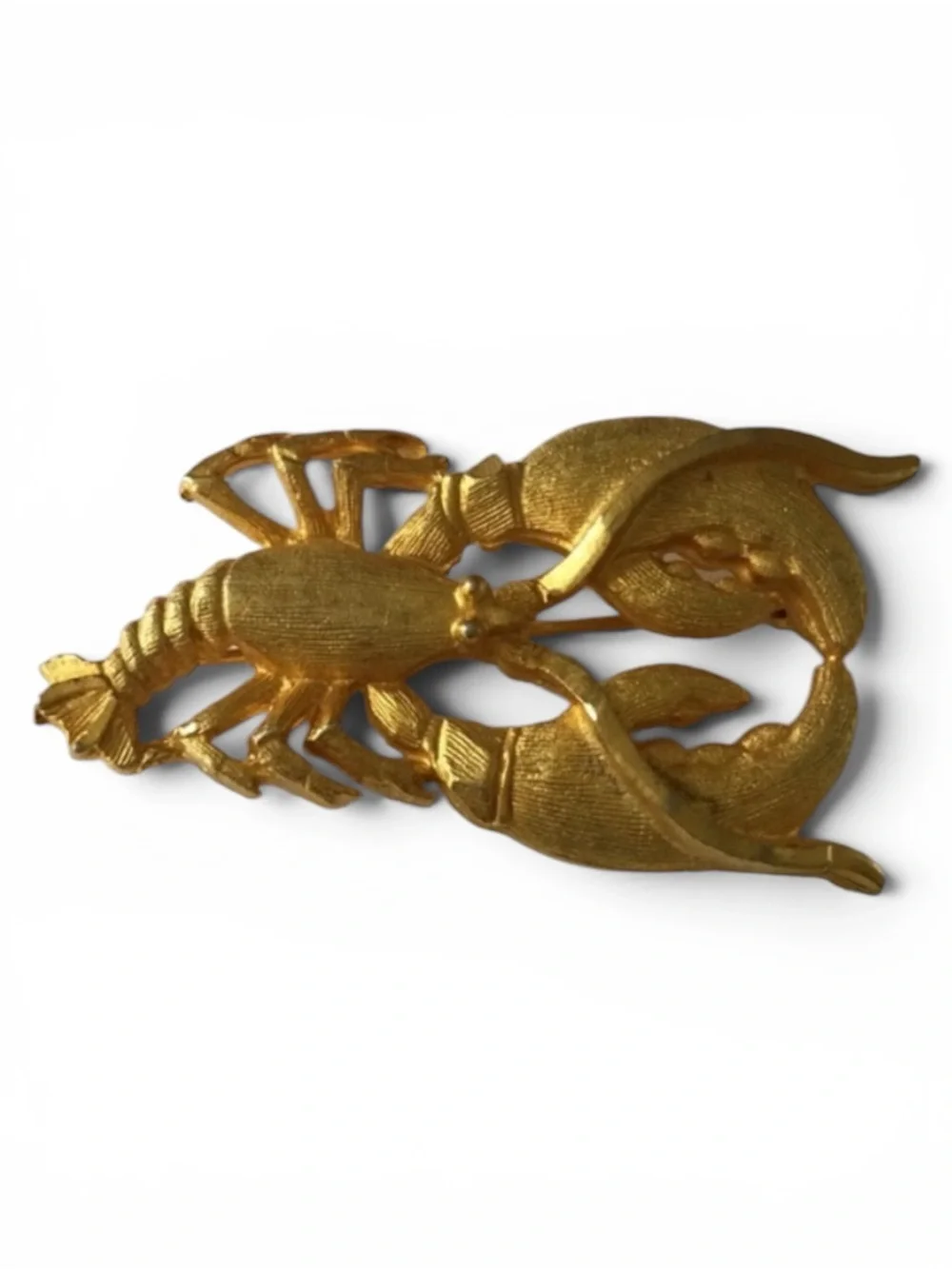 Vintage 1960s-70s Brushed Gold‑Tone Lobster Brooch